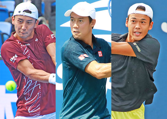 （左から）島袋将、錦織圭、坂本怜