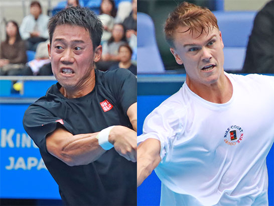 （左から）錦織圭とルーネ
