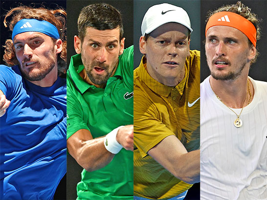 （左から）チチパス、ジョコビッチ、シナー、ズべレフ