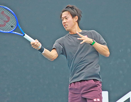 錦織圭 ジュニアと激しくラリー練習